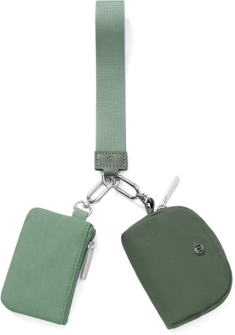 MEXS Keychain Wallet Mini Zip Around Wristlet Wallets for Women Detachable Dual Pouch Wristlet Portable Coin Purse Small Wallets - Image 1
